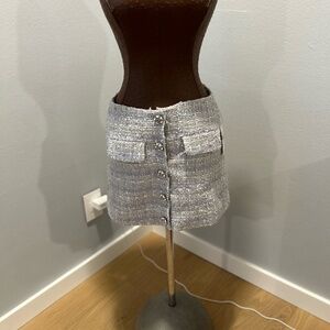 ASTR Mini Tweed Skirt, Size S, Lilac and White
